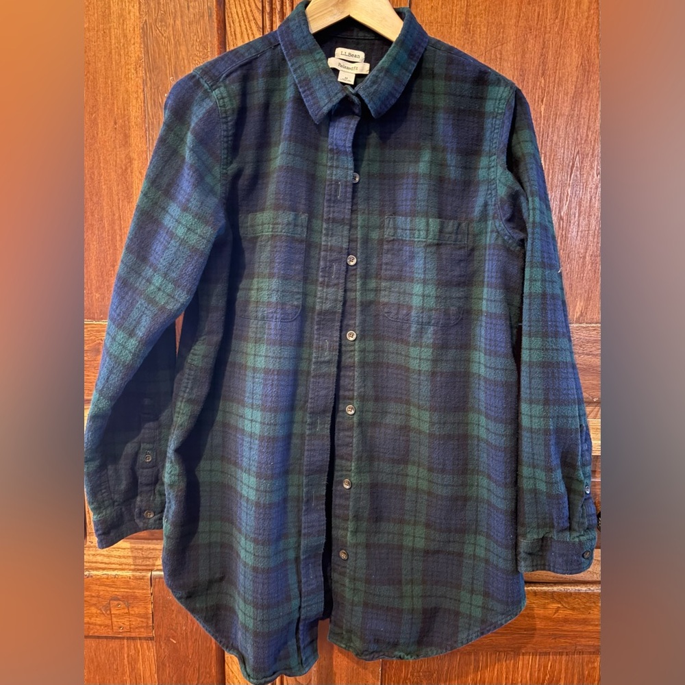 L.L. Bean Women’s Black Watch Plaid Shirt
